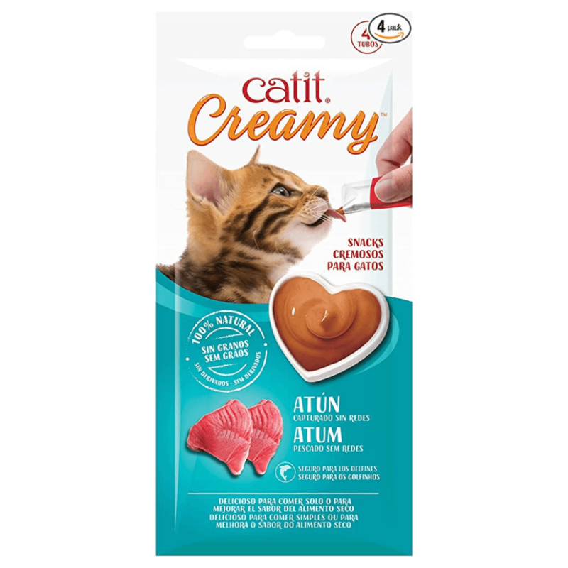 Cat it creamy bolsa con 4 sachets x 10 gramos sabor atun