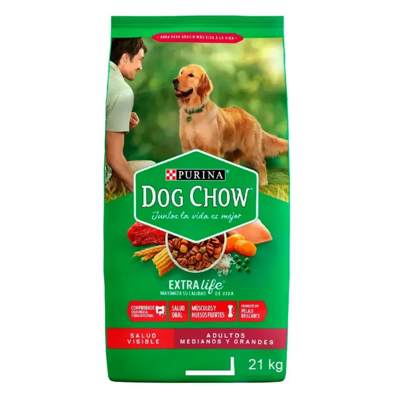 Dogchow para perros adultos raza mediana y grande x 21 kg