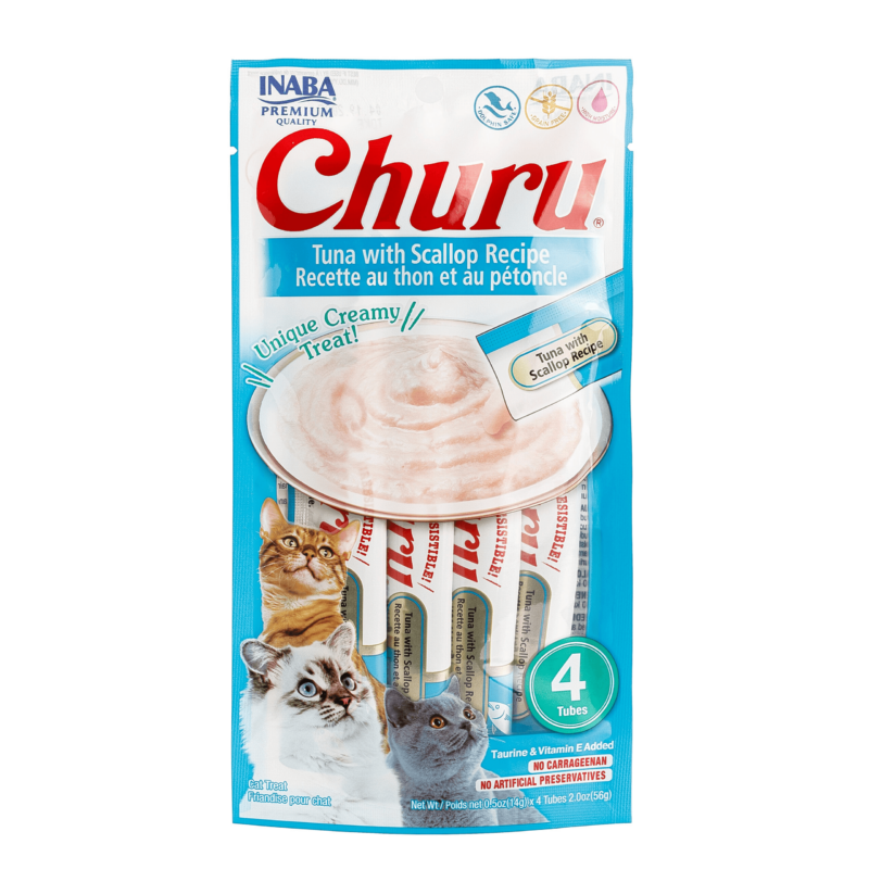 Churu skin & coat atun con mariscos bolsa con 4 sachets